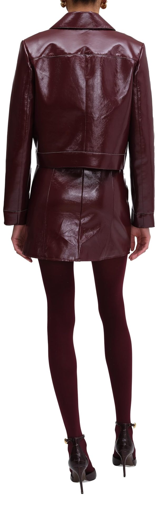 Women's dark red faux leather jacket